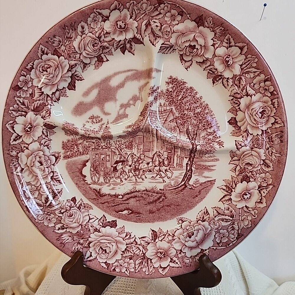 VTG Shenango China New Castle, PA U.S.A Stagecoach Plate With 3 Sections Rose